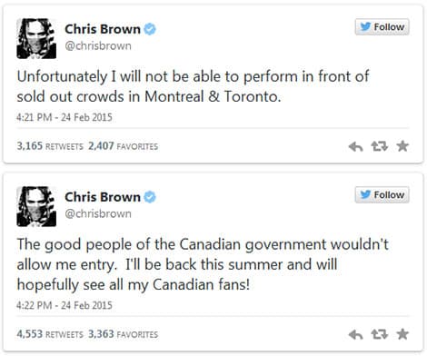 Chris Brown Denied Entry