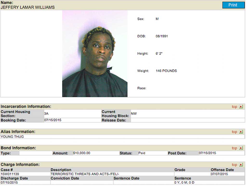 Young Thug Mugshot