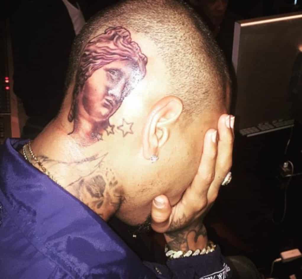 chris brown head tattoo 3