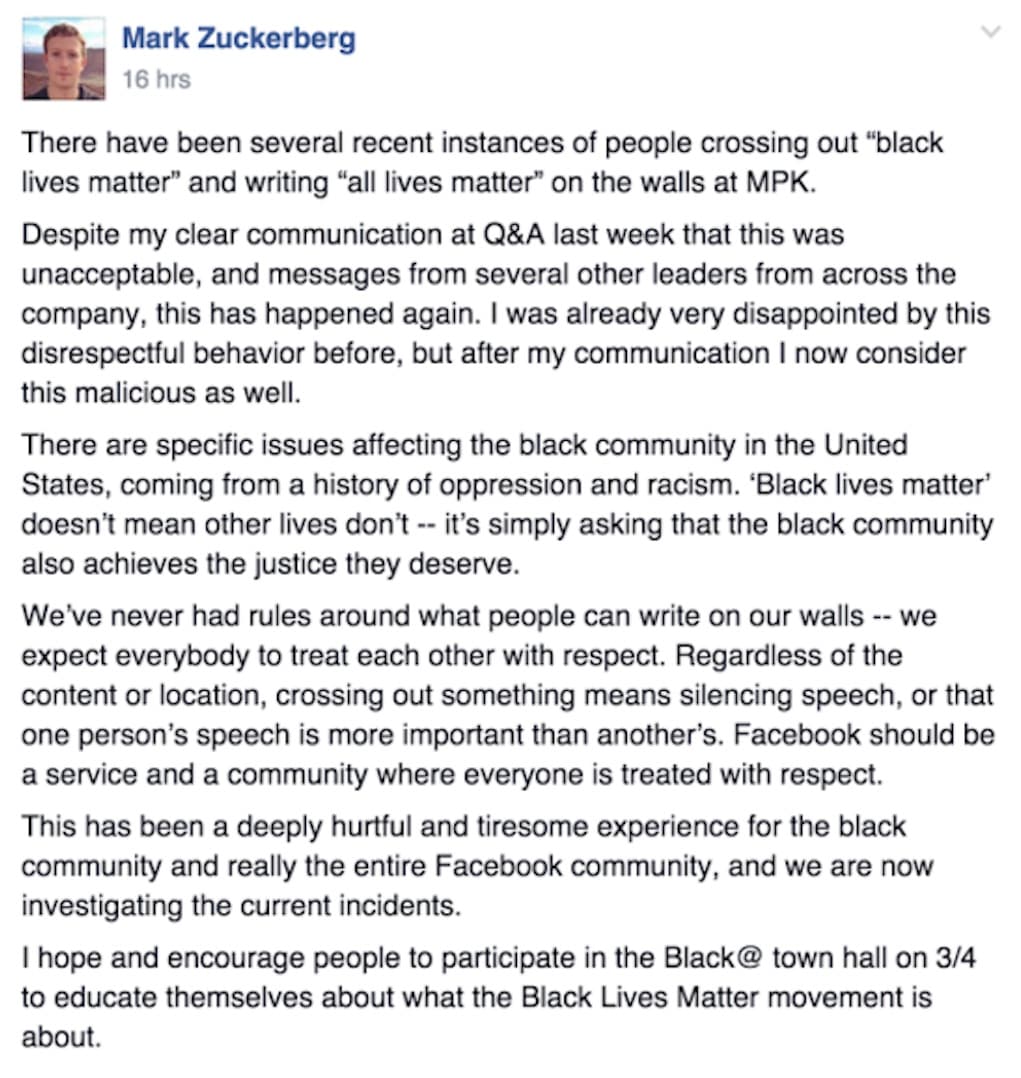 mark zuckerberg black lives matter