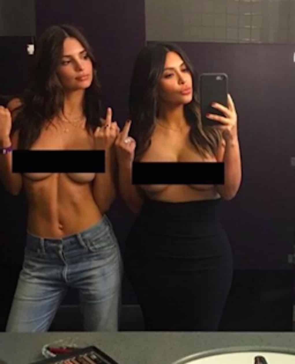 kim k emily Ratajkowski topless instagram