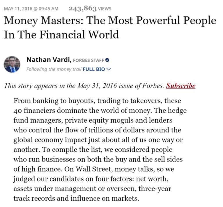 Robert Smith: 2016 Forbes Most Powerful List