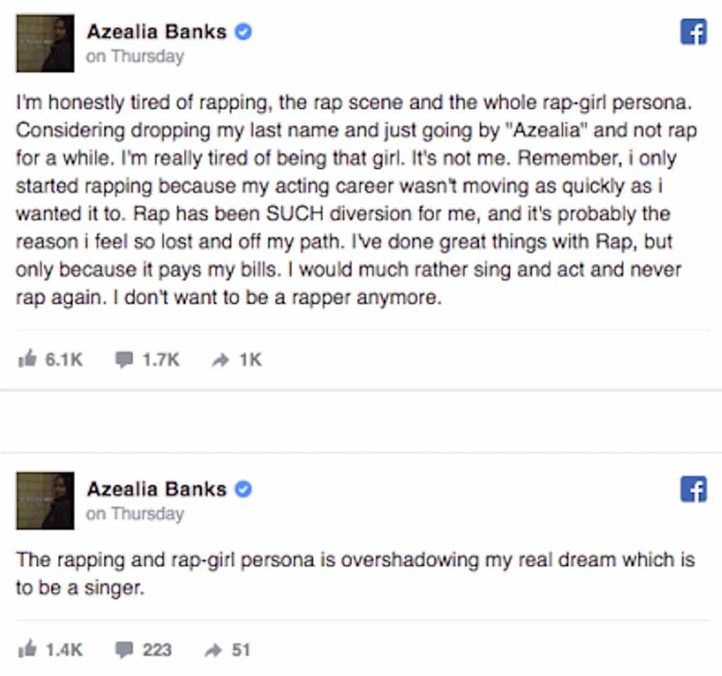 azealia banks retires