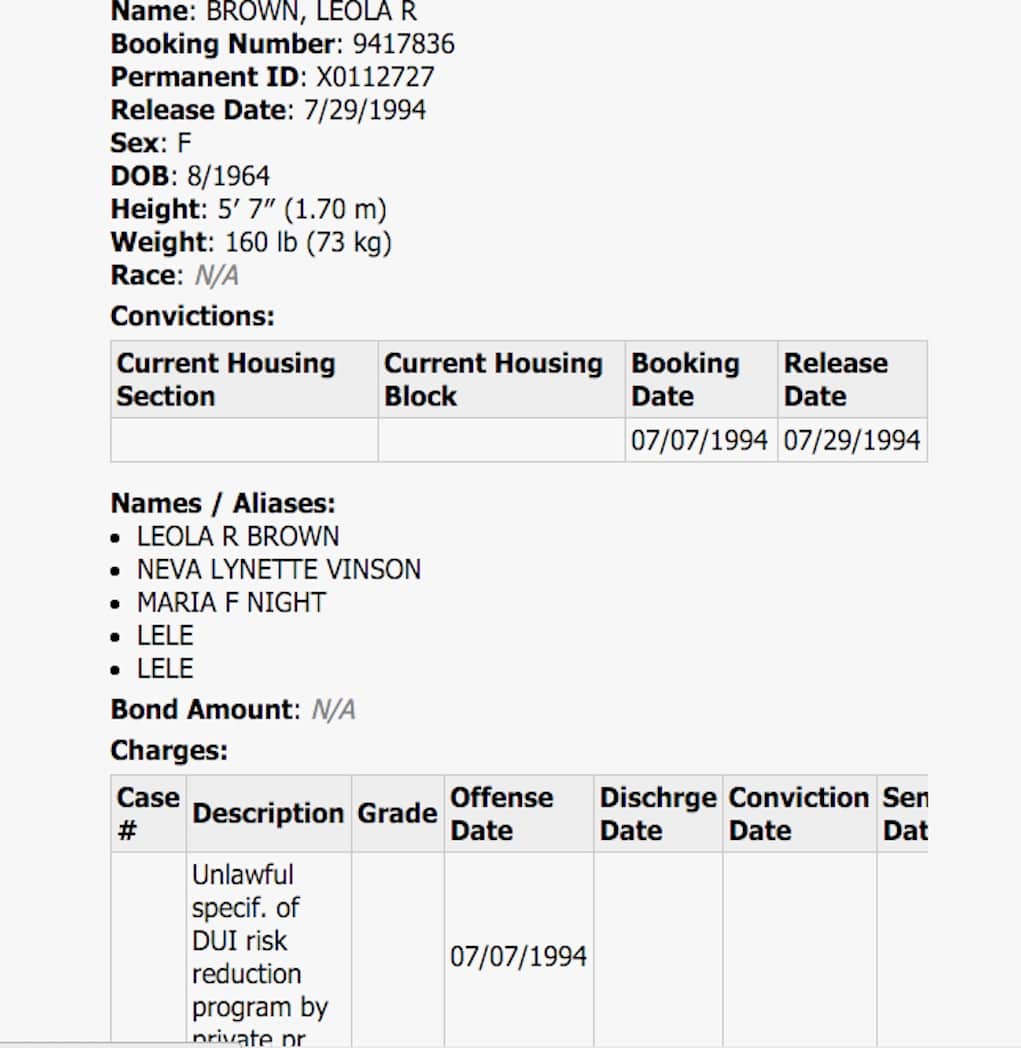 leolah brown muhammad arrest record 3