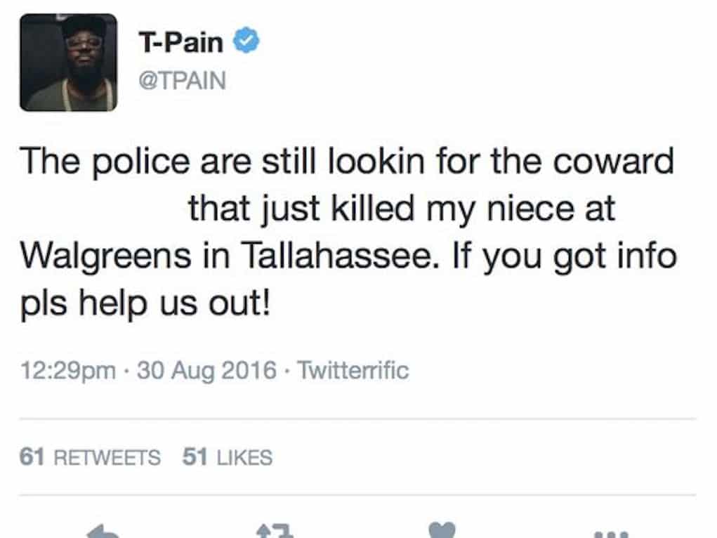 t-pain niece murdered tweet