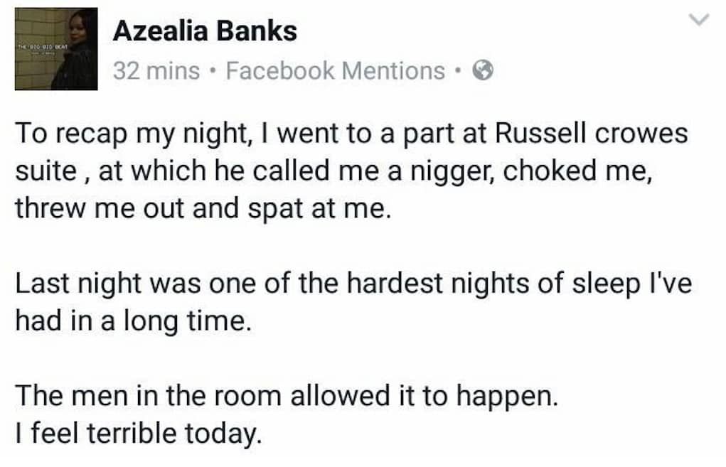 azealia banks russell crowe fighting