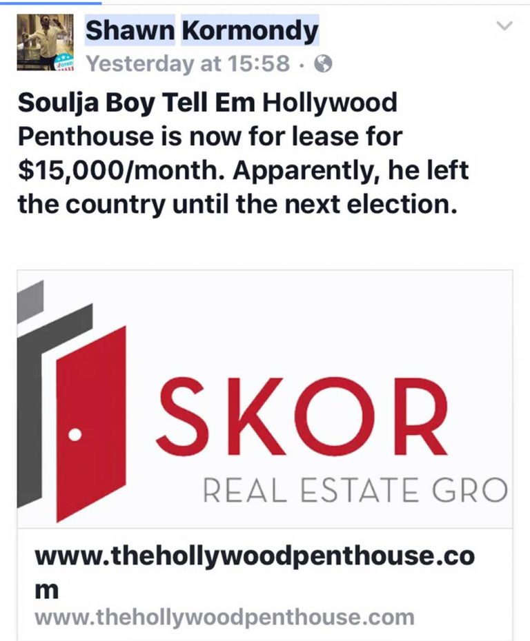 Soulja Boy Tell’em Booted from Hollywood Airbnb!