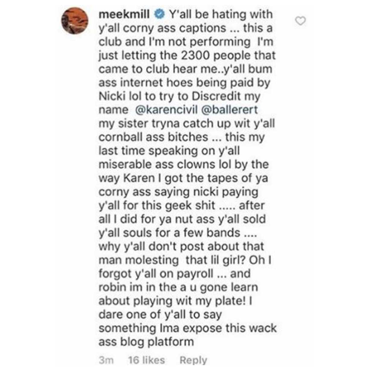 Meek Mill vs Karen Civil Baller Alert