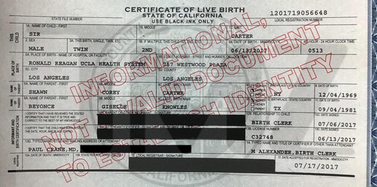 Beyonce’s Twins Birth Certificates Leaked