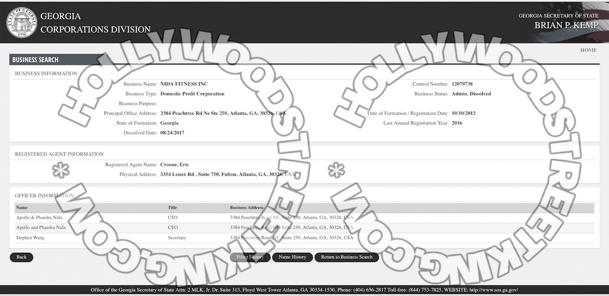 NidaFitness-GA-Corp-Division-Record