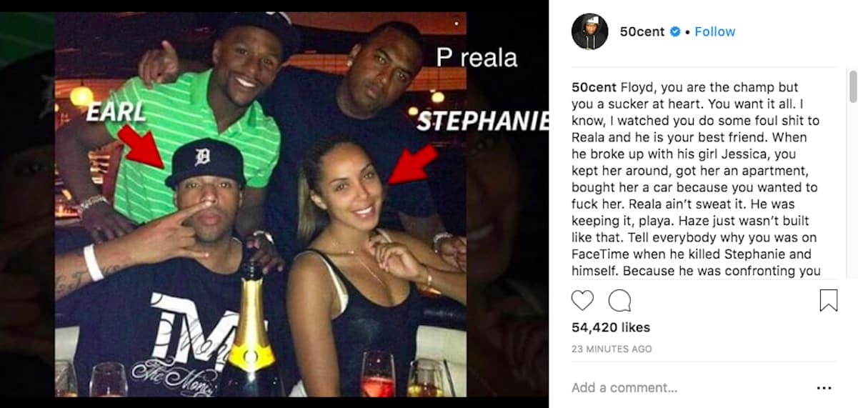 50 cent floyd mayweather friend murder suicide